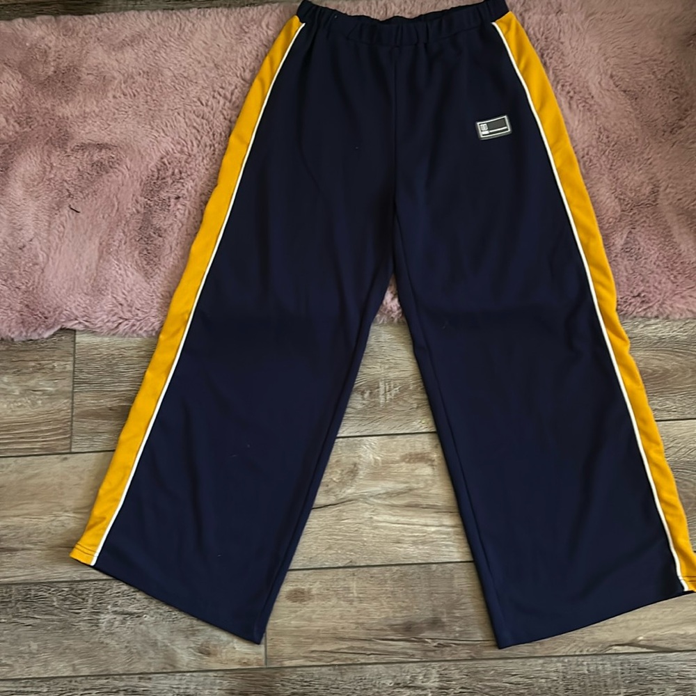 Wide leg stripe sweatpants